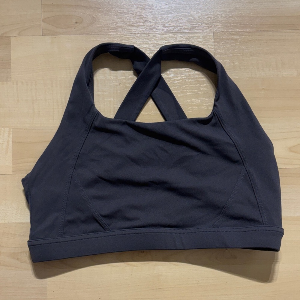 Fashion Nova Dark Gray Crossback Sports Bra